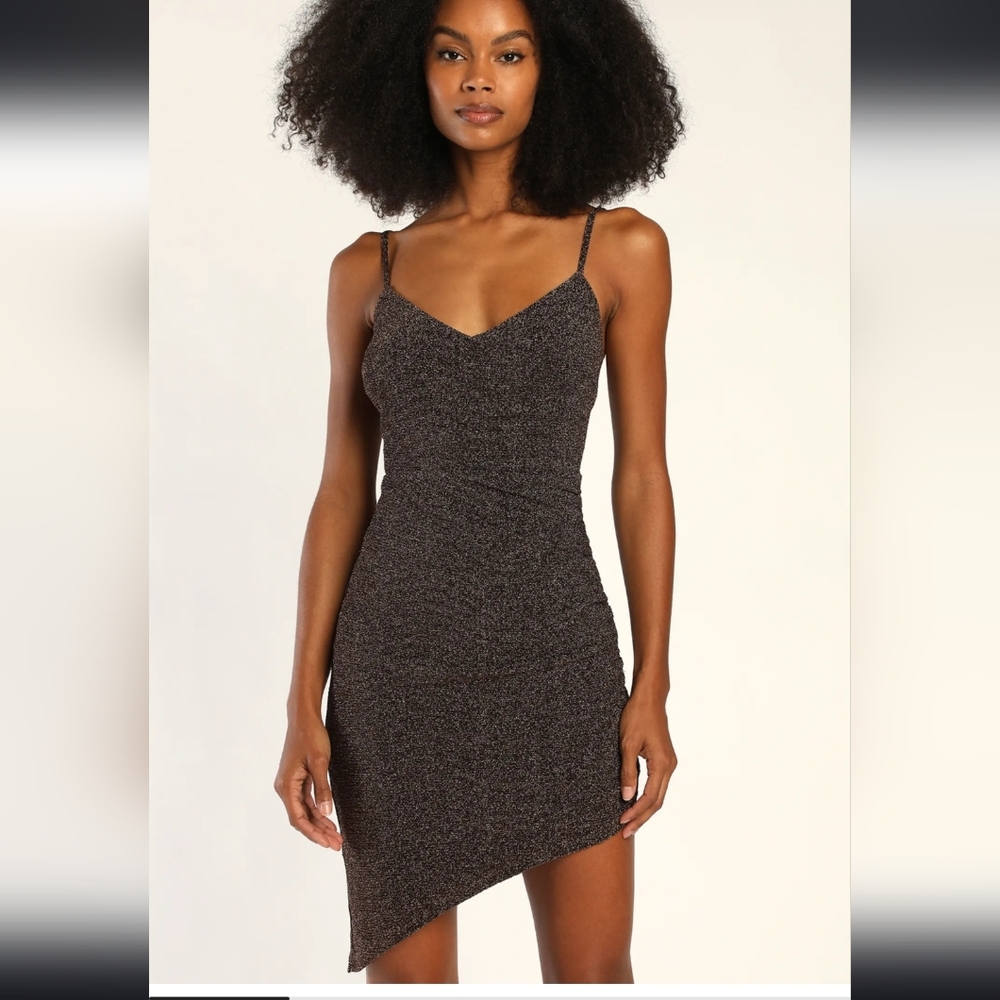 NWT Lulu's Shimmering Brown Dress